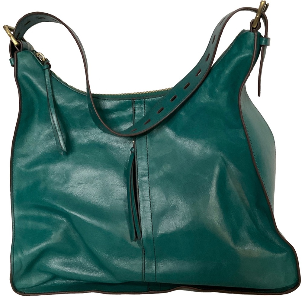 Hobo Int’l Marley Teal Leather Shoulder Slouchy Bag Adjustable Strap; Zip Pocket